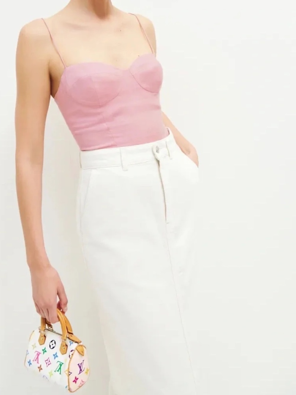Reformation Liz Linen Top Pink Bustier Corset Size 4